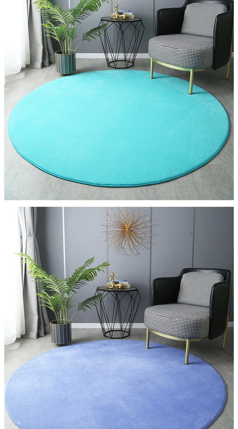 Round Coral Velvet Carpet for Living Room Coffee Table Floor Rug Short Plush Foot Mat for Children's Play